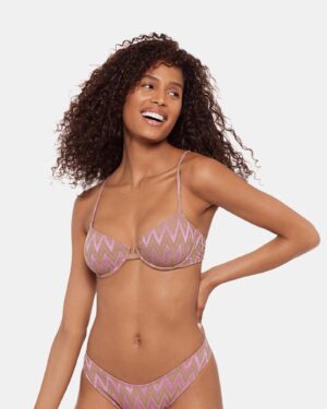 Chevron Shine Bikini Top Purple
